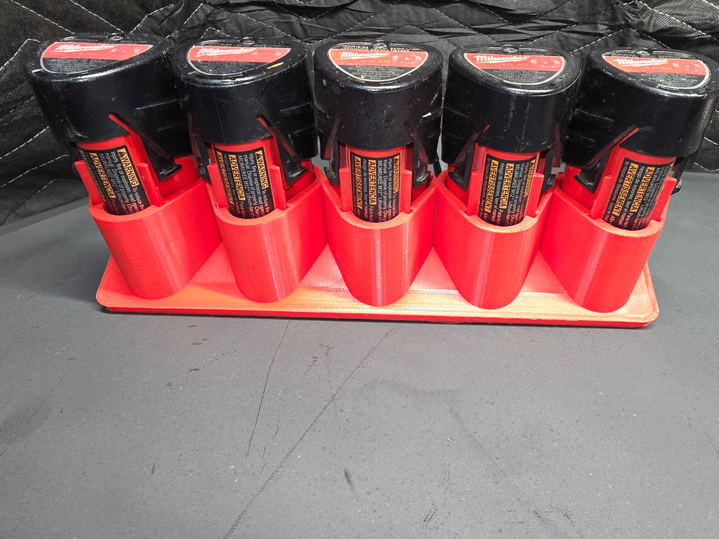 5-Bay Horizontal Mount Battery Rack for M12 Batteries *ABS