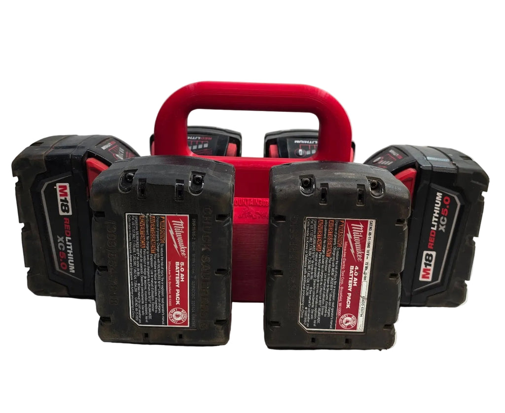 3D Printed 6-Battery Caddy for Milwaukee M18 *ABS with collapsable handle