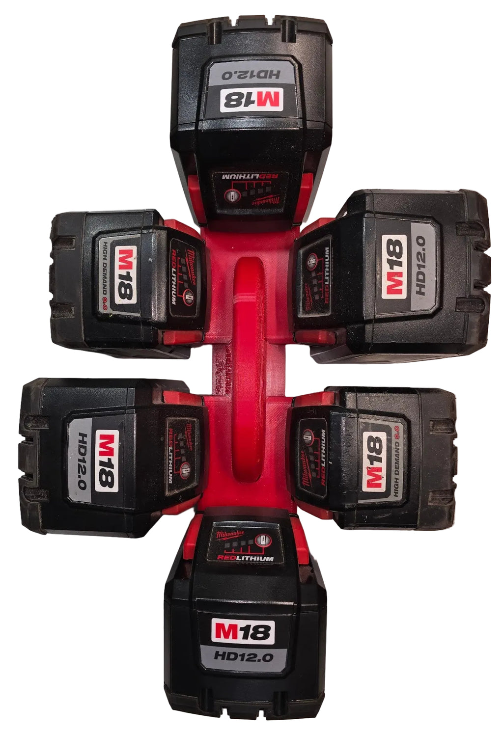 3D Printed 6-Battery Caddy for Milwaukee M18 *ABS with collapsable handle