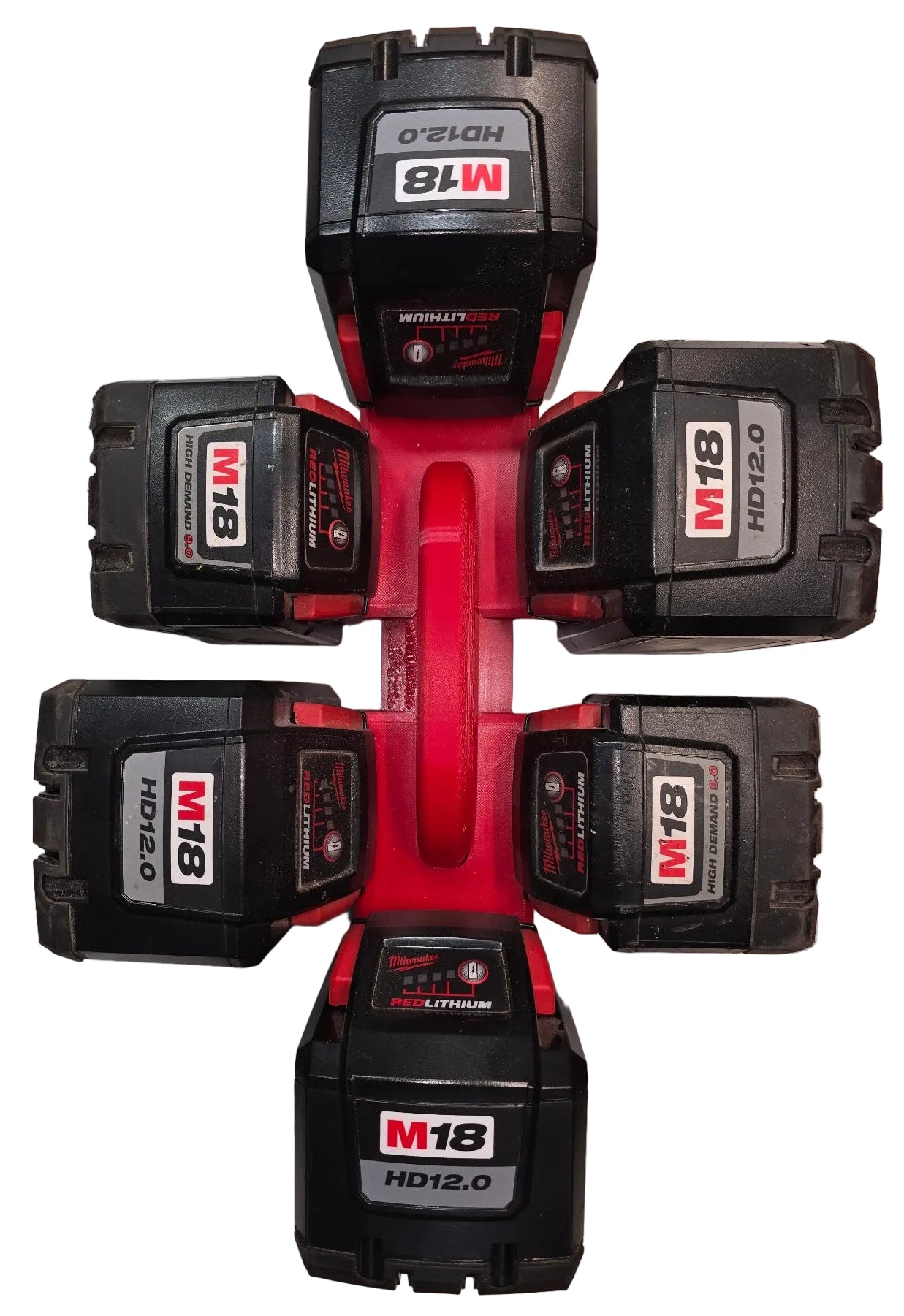 3D Printed 6-Battery Caddy for Milwaukee M18 *ABS with collapsable handle
