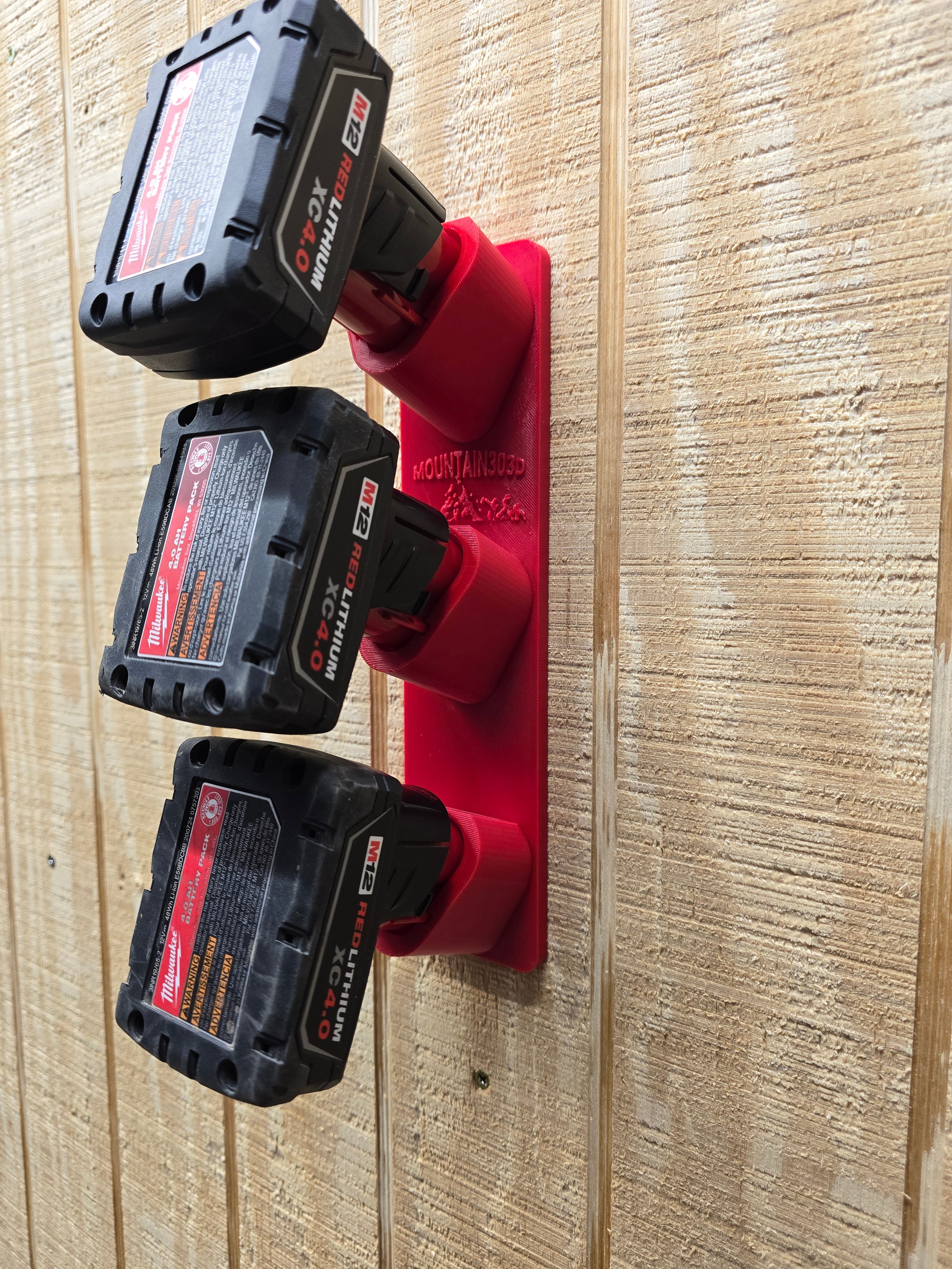 3-Bay Vertical Mount Battery Rack for M12 Batteries *ABS