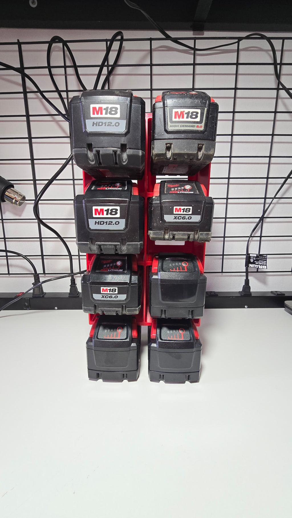 THE BEAST Battery Rack for Large Milwaukee M18 Batteries 8-bay *ABS