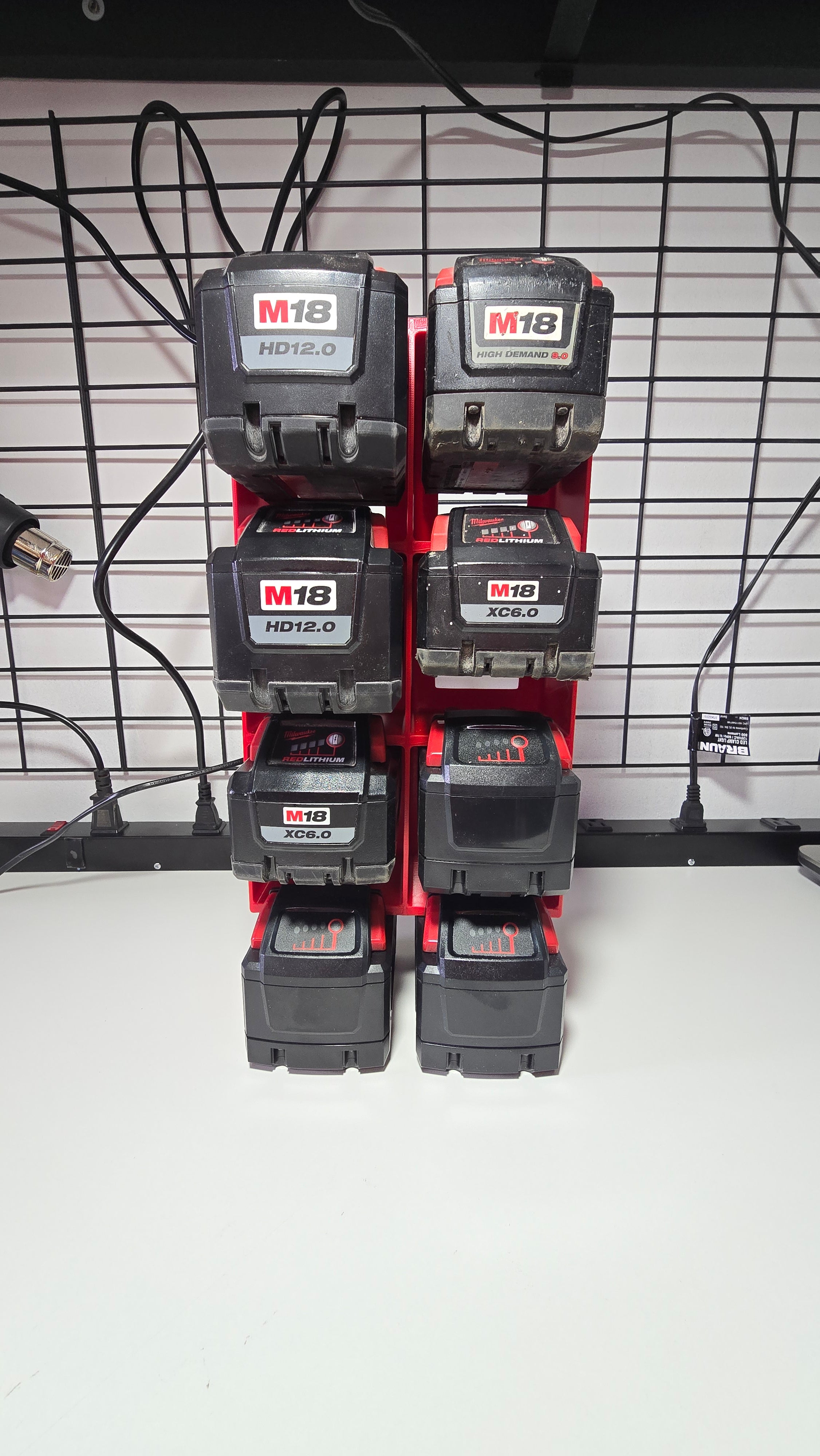 THE BEAST Battery Rack for Large Milwaukee M18 Batteries 8-bay *ABS
